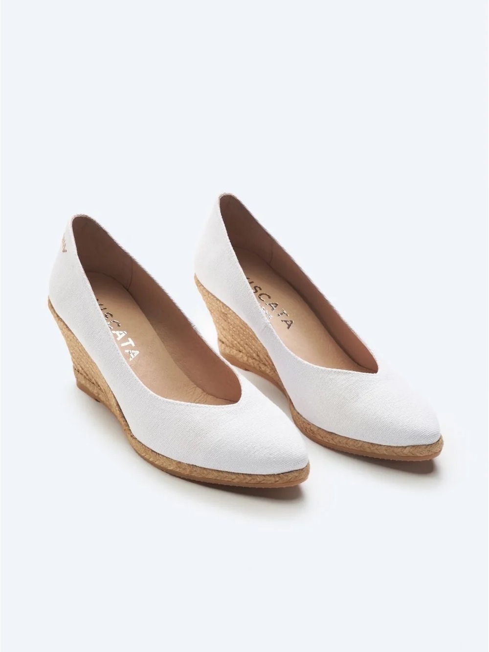 White Espadrille Wedge Pumps